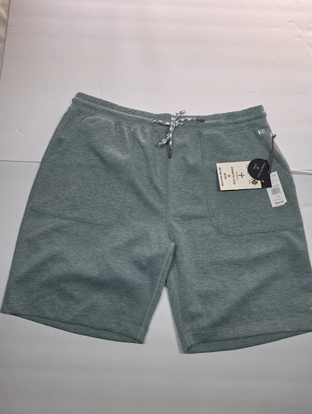 Men's Kenneth Cole Shorts Large  Tech Jogger Scuba Shorts Teal